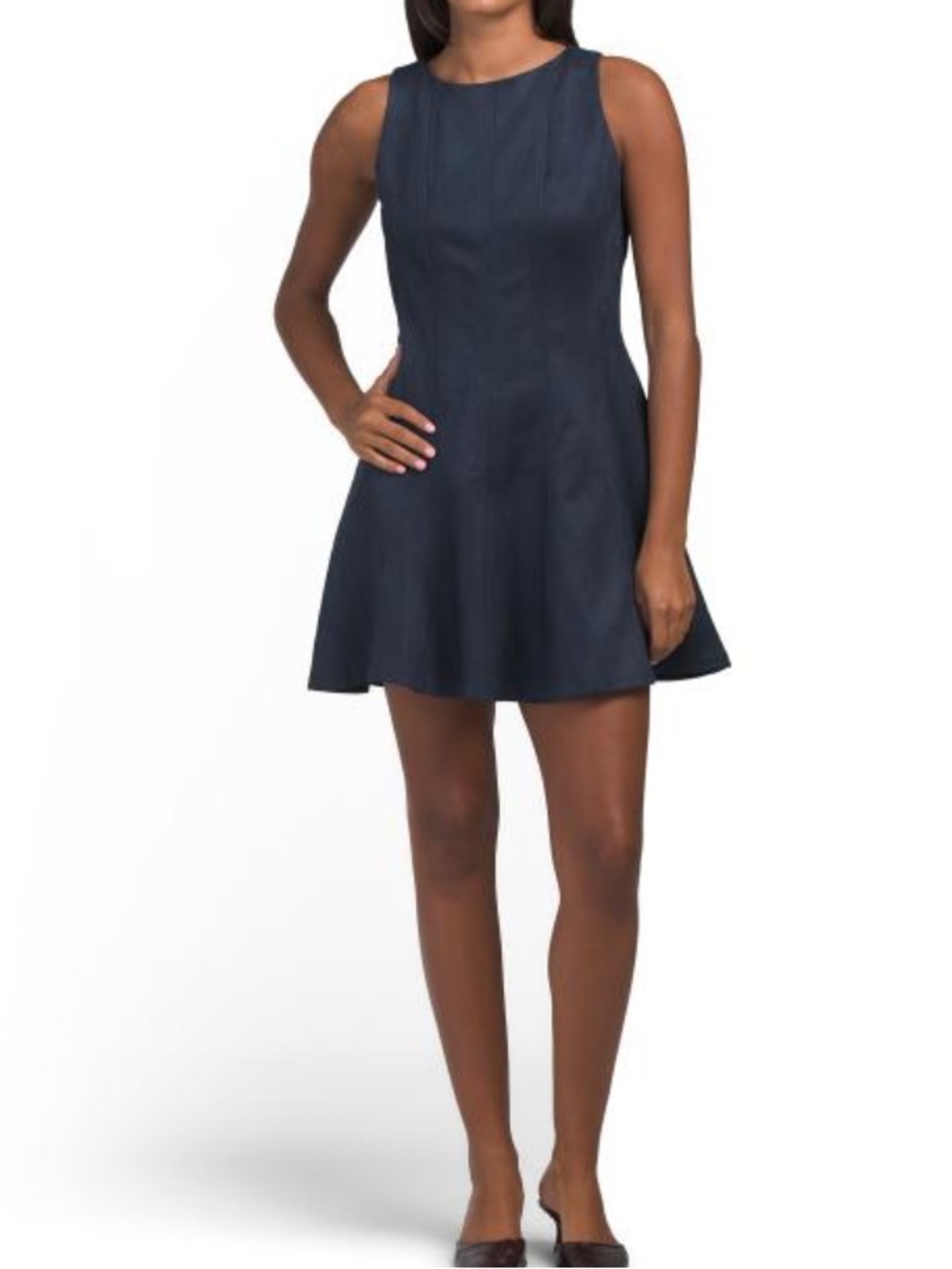 RACHEL ZOE faux suede seamed fit and flare mini dress